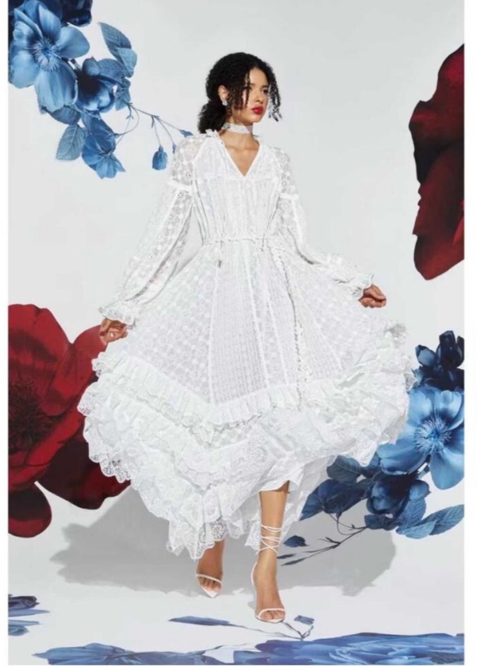 Alice + Olivia ALYCEN EYELET MAXI DRESS XS